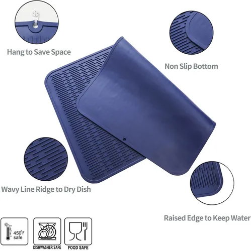 Vista 211 de MicoYang Alfombrilla de Silicona para Secar Platos de Múltiples Usos, Fácil de Limpiar, Ecológica, Alfombrilla de Silicona Resistente al Calor