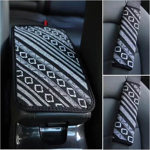 Vista 8 de Funda para consola central de automóvil, funda protectora universal para reposabrazos, estilo étnico, accesorios interiores para decoración
