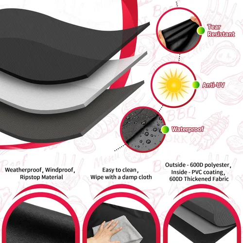 Vista 3 de NEXCOVER - Funda de parrilla de gas para barbacoa, cubierta impermeable de 50 pulgadas, funda de parrilla resistente para exterior