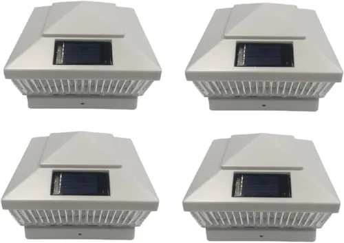 Vista 6 de Paquete de 4 luces LED solares superbrillantes de 78 lúmenes para exteriores para postes de PVC, vinilo o plástico de 5 x 5 (color negro)