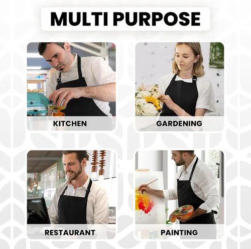 Vista 6 de Avalon Kitchen Premium Chef Apron - Waterdrop Resistant 100% Polyester Adjustable Kitchen Aprons for Men Bulk Aprons