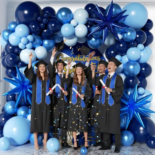 Vista 5 de Kit de arco de globos azules, 162 piezas con estrella, azul cromado, azul marino, azul marino, metálico, kit de guirnalda de globos para cumpleaños