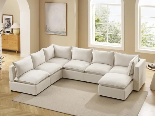 Vista 4 de VANOMi Sofá seccional modular, sofá seccional con cama para 6 plazas, sofá seccional modular para sala de estar, sofá cama-M