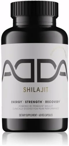 Adda Shilajit Cápsulas | 30 porciones de PrimaVie Shilajit de alta pureza para impulso de energía y apoyo inmunológico, 60 cápsulas de Shilajit