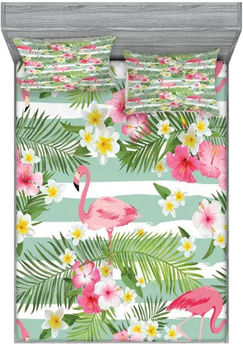 Vista 123 de Ambesonne Island Map - Juego de sábanas bajeras y fundas de almohada, mapa del tesoro súper detallado, diseño de piratas rústicos grungy, tema