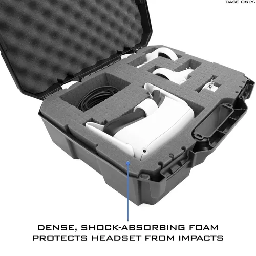 Vista 3 de CASEMATIX Funda rígida compatible con Meta Quest 2 y Oculus Quest 2 y VR Gaming Auriculares y accesorios - Estuche rígido con espuma personalizable