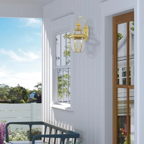 Vista 10 de Livex Lighting 2251-02 Monterey - Farol de pared de latón macizo con 2 luces para exteriores con acabado de latón pulido y vidrio biselado