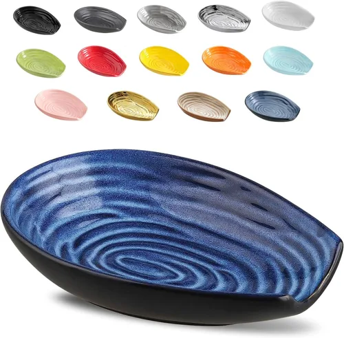 Vista 24 de Hasense Soporte para Cucharas para Estufa, Portacucharas para Encimera de Cocina, Soporte de Cuchara de Cocina de Cerámica para Cucharón, Espátula