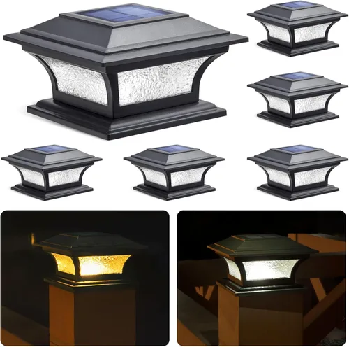 Vista 7 de SIEDiNLAR Luces solares de poste de vidrio para exteriores, luz LED para cerca, 2 modos para postes de 4 x 4, 5 x 5, 6 x 6 pulgadas, decoración