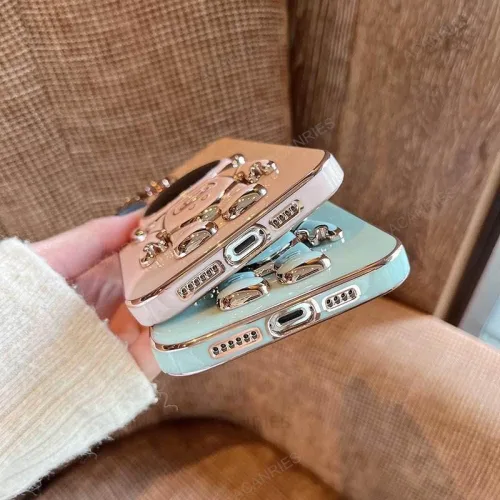 Vista 6 de Soporte plegable de astronauta chapado para Xiaomi para Redmi Note 11 10 9 8 Pro 11s 10s 9s 8t 7 11pro 10pro 9c cubierta de soporte de silicona