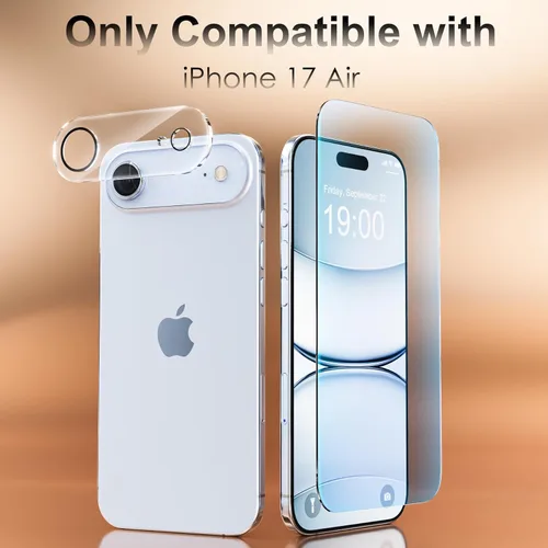 Vista 2 de Fotbor [Paquete de 3+3 protectores de pantalla para iPhone Air, antiluz azul, [protección ocular] 9H+ vidrio templado con protector de lente
