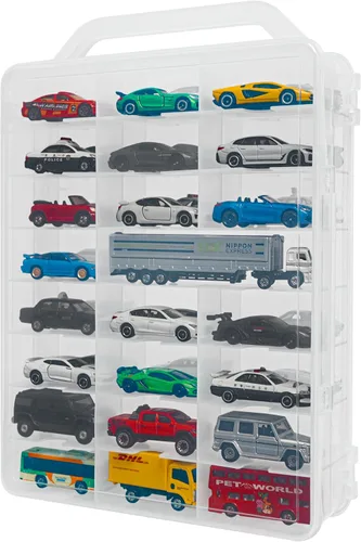 YYDS Estuche de almacenamiento para 48 autos con asa, organizador de doble cara para autos de juguete, coches de caja de cerillas, escala 1:64