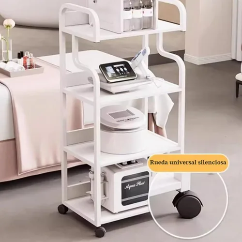 Vista 2 de Oro 3-Tier belleza Rolling Cart, carro móvil de la máquina del esteticista para el salón