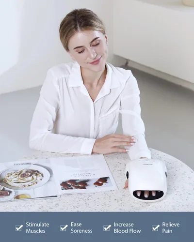 Vista 3 de CINCOM - Masajeador de manos inalámbrico con calor y compresión para artritis y síndrome del túnel carpiano (apto para FSA o HSA), color blanco