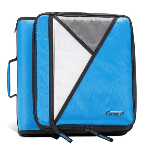 Vista 17 de Case-it Carpeta Universal con Cremallera Anillas en O de 2 Pulgadas, Bolsillo Acolchado para Portátil/Tableta de 13 Pulgadas, Capacidad de 400