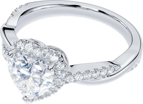 Vista 3 de THELANDA Anillo de compromiso con halo de moissanita genuina en forma de corazón de 1 pieza de vid retorcida de plata de ley