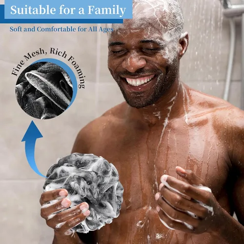 Vista 6 de BCKENEY Esponja de ducha para baño, esponja de ducha de malla suave, esponja exfoliante para mujeres y hombres, accesorios de baño, herramienta