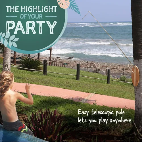 Vista 4 de Tiki Toss Ring Toss Game for Adults & Kids - Hook and Ring Games with String and Hooks for Indoor Use, Man Cave Decor & Stuff, Gifts for Men