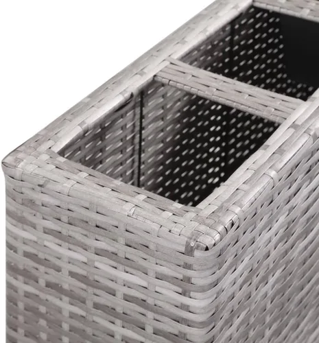 Vista 5 de Cama elevada para jardín con 4 macetas de 31.5 x 8.7 x 31.1 pulgadas, ratán de poliéster gris, cama de jardín elevada, macetas al aire libre
