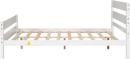 Vista 37 de Base de cama de plataforma de madera de tamaño individual con cabecera y estribo de estilo moderno, marco de cama de madera con patas de soporte