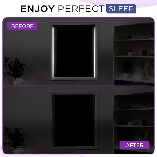 Vista 8 de Bloqueador de Luz para Ventana - Negro 60" Juego de 2 (Removible) - Rieles Laterales de Oscurecimiento para Persianas Celulares y Enrollables