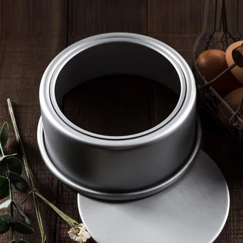 Vista 4 de Molde redondo para tarta de queso de 10 pulgadas, molde redondo de aluminio con parte inferior extraíble, molde de gasa de aluminio anodizado