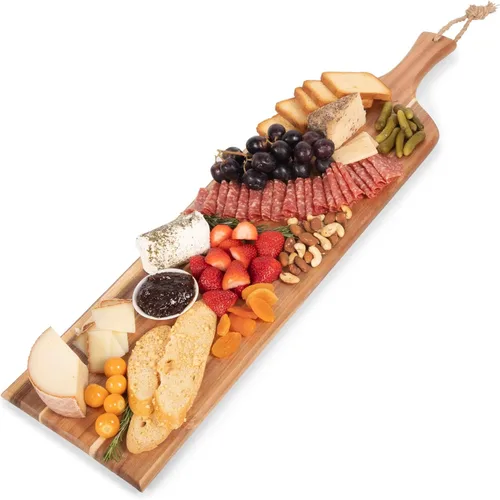 Vista 7 de PICNIC TIME Artisan Tabla de Charcutería de Acacia de 18", Tabla de Cortar de Madera con Asa, Bandeja de Servir Multiusos, Tablón Decorativo