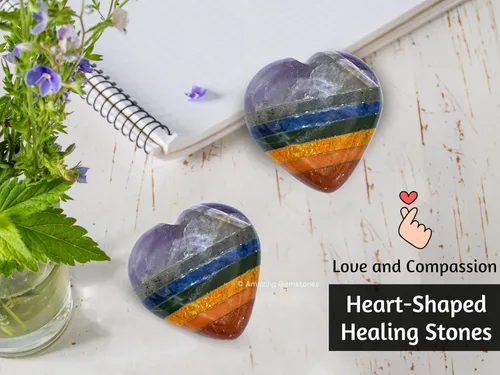 Vista 7 de Amazing Gemstone Piedra de Palma de Corazón de Cristal de Chakra - Piedra de Masaje de Bolsillo para Preocupación para Equilibrio Natural de Chakras