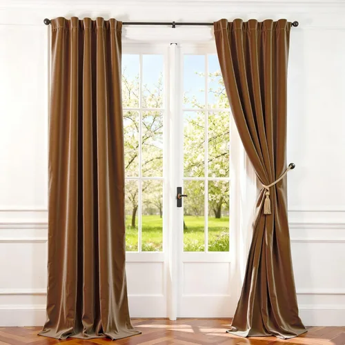 Vista 138 de Lazzzy - 2 paneles de cortinas opacas de terciopelo, con aislamiento térmico, muy suaves, lujosas, con bolsillo para cortinero, para dormitorio