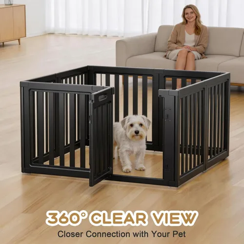 Vista 5 de Corralito para perros, corral transparente para perros, corral para perros en interiores, fácil de instalar y quitar, corralito para cachorros
