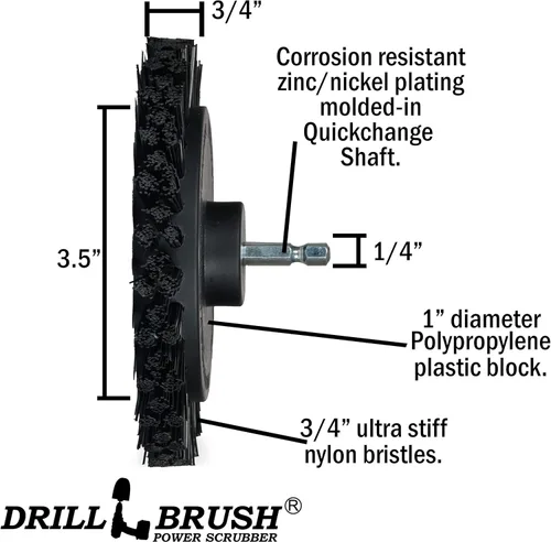 Vista 5 de Useful Products - Juego de 5 cepillos de limpieza ultra rígidos Black Drillbrush - Kit de accesorios de cepillo de parrilla no metálico para taladro