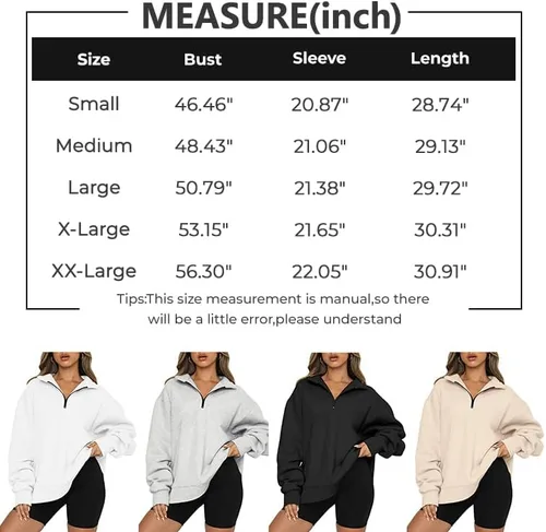 Vista 6 de Trendy Queen Womens Oversized Sweatshirts Hoodies Half Zip Pullover Fall Fashion Outfits 2024 Y2k Clothes
