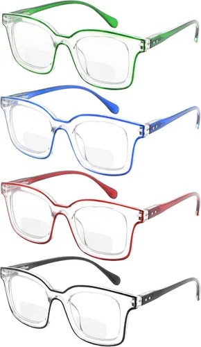 Vista 2 de Eyekepper Paquete de 4 lentes de lectura bifocales para mujer, marco de doble