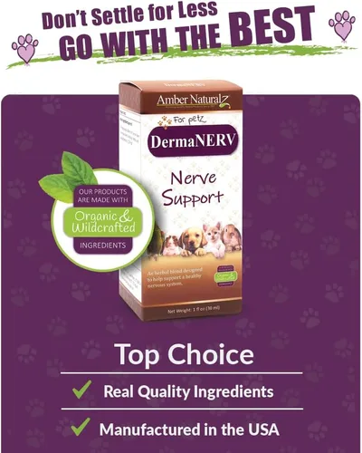 Vista 5 de Amber NaturalZ DermaNERV Suplemento de hierbas para perros, gatos, pájaros, conejos y cobayas Apoya el sistema nervioso central Comportamiento