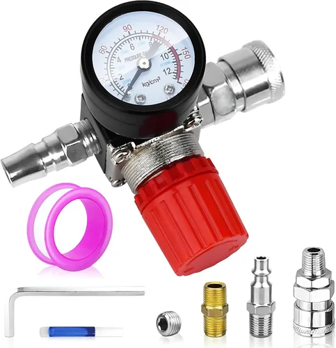 Regulador de presión del compresor de aire con indicador de dial, medidor de aire de 0-175 PSI para compresor de aire y herramientas de aire