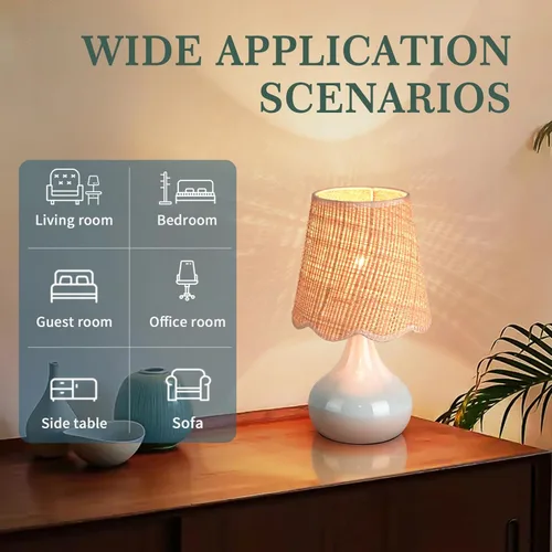 Vista 3 de Lámpara de mesa azul pequeña con control táctil para dormitorio, lámparas de noche azules para mesita de noche, lindas mini lámparas de mesa