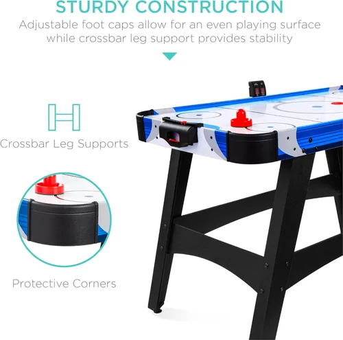 Vista 3 de Best Choice Products - Mesa de hockey de aire de tamaño medio, 58 pulgadas, estilo arcade, para sala de juegos, hogar, oficina, con 2 discos, 2