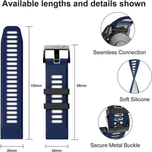 Vista 4 de OVERSTEP Compatible con Fenix 6X Watch Band 1.024 in QuickFit Correa de silicona para Garmin Fenix 7X/Fenix 6X Pro/Fenix 5X/Fenix 5X Plus/Descent