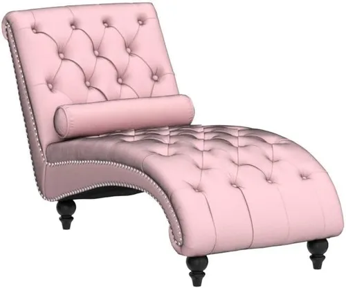 Vista 6 de Tumbona para interiores, moderna silla decorativa de terciopelo con botones copetudos con patas de madera maciza y almohada lumbar, sofá reclinable