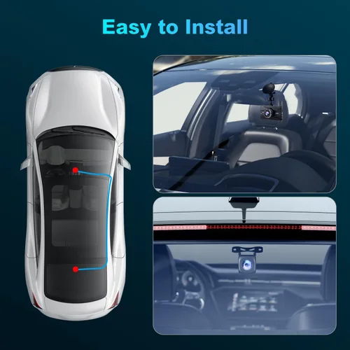 Vista 6 de BOOGIIO Cámara de tablero frontal y trasera con tarjeta SD de 64 GB, cámara de tablero 4K para automóviles con aplicación, cámara WiFi 5G, sensor G