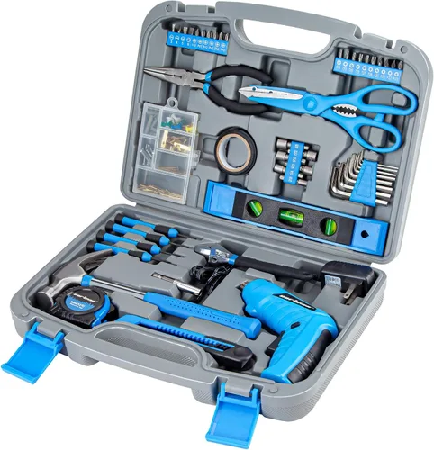 Cartman Juego de herramientas de 149 piezas Kit de herramientas manuales para el hogar general con destornillador inalámbrico azul