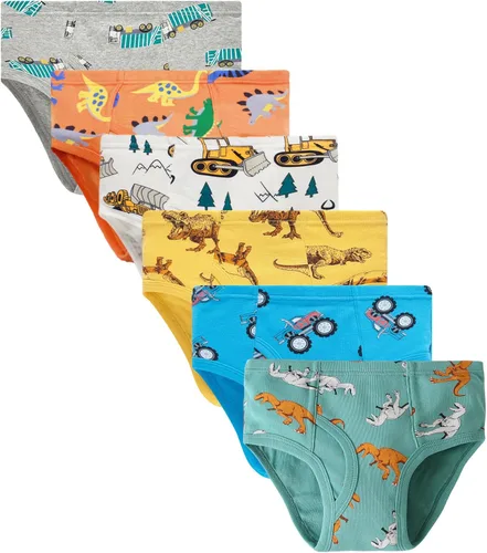 Vista 11 de Boboking - Calzoncillos 100% de algodón, para niños pequeños, ropa interior suave, con diseño de dinosaurios y de camiones