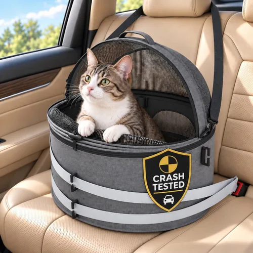 Asiento de coche para mascotas a prueba de choques para gatos y Asiento de automóvil cerrado para mascotas a prueba de choques para gatos y perros