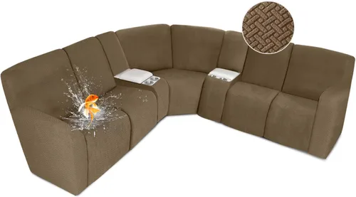 Vista 15 de ALIECOM Fundas 100% impermeables para sofá seccional reclinable, forma de L, elásticas, para esquina, funda para sofá seccional reclinable, lavable