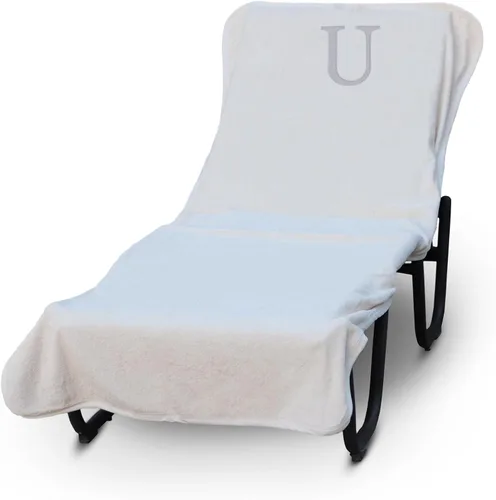 Vista 52 de Funda de lujo para tumbona de piscina con monograma de Hotel y Spa, bordado con letras en bloque - Extra absorbente 100% algodón turco - Rizo suave