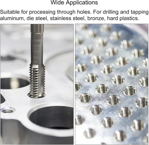 Vista 5 de uxcell 3/8-16 UNC Straight Flute Thread Tap y 0.311 in Twist Drill Broca Set, M35 Cobalto de alta velocidad Máquina de acero roscado Herramienta