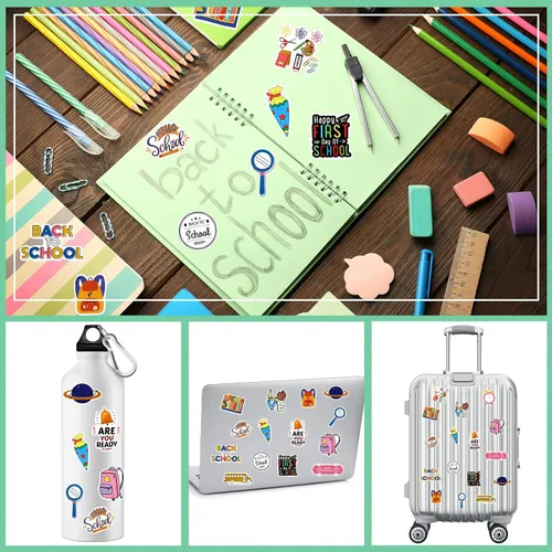 Vista 4 de 200 Pcs School Stickers Back to School Stickers Students Teacher Science Decorations for Scrapbook Laptop Water Bottles Waterproof Classroom DIY