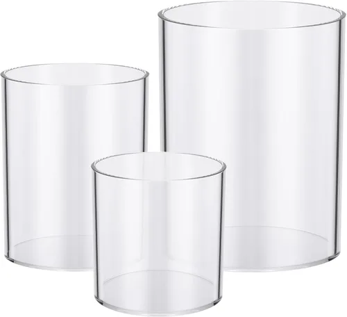 Vista 11 de meekoo Juego de 3 jarrones de acrílico para flores en cilindros redondos decorativos de 3 x 4 pulgadas, jarrón de acrílico resistente a los golpes