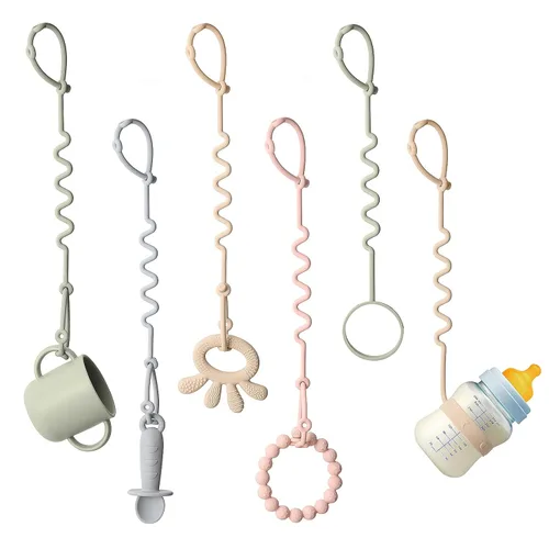 Vista 10 de Andy Bear Correas de juguete para bebé, correas de seguridad de juguete de silicona para silla alta, correas de juguete para cochecitos, silla alta