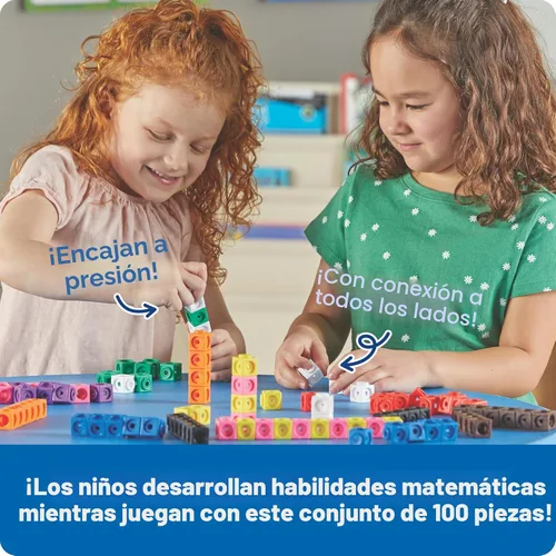 Vista 2 de Cubos MathLink de Learning Resources - Juego de 100 cubos, para niños de 5 años en adelante, actividades STEM, elementos manipulativos